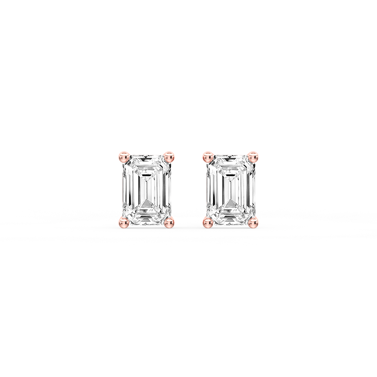Emerald Certified Lab Grown Diamond Classic Four Prong Guardian Back Stud Earrings