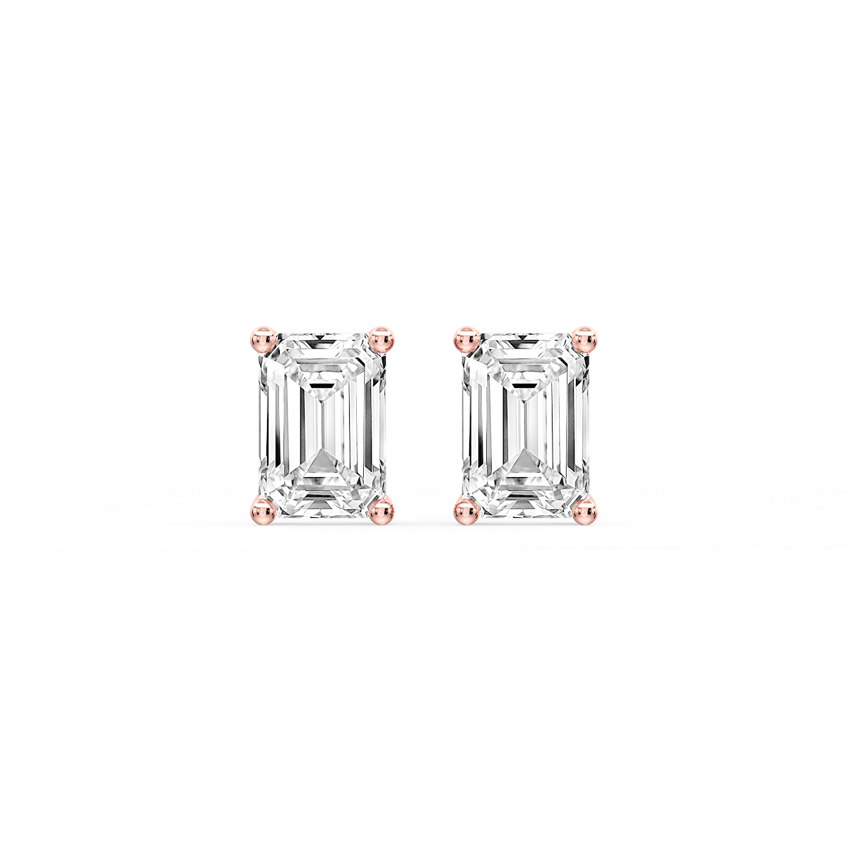 Emerald Certified Lab Grown Diamond Classic Four Prong Guardian Back Stud Earrings