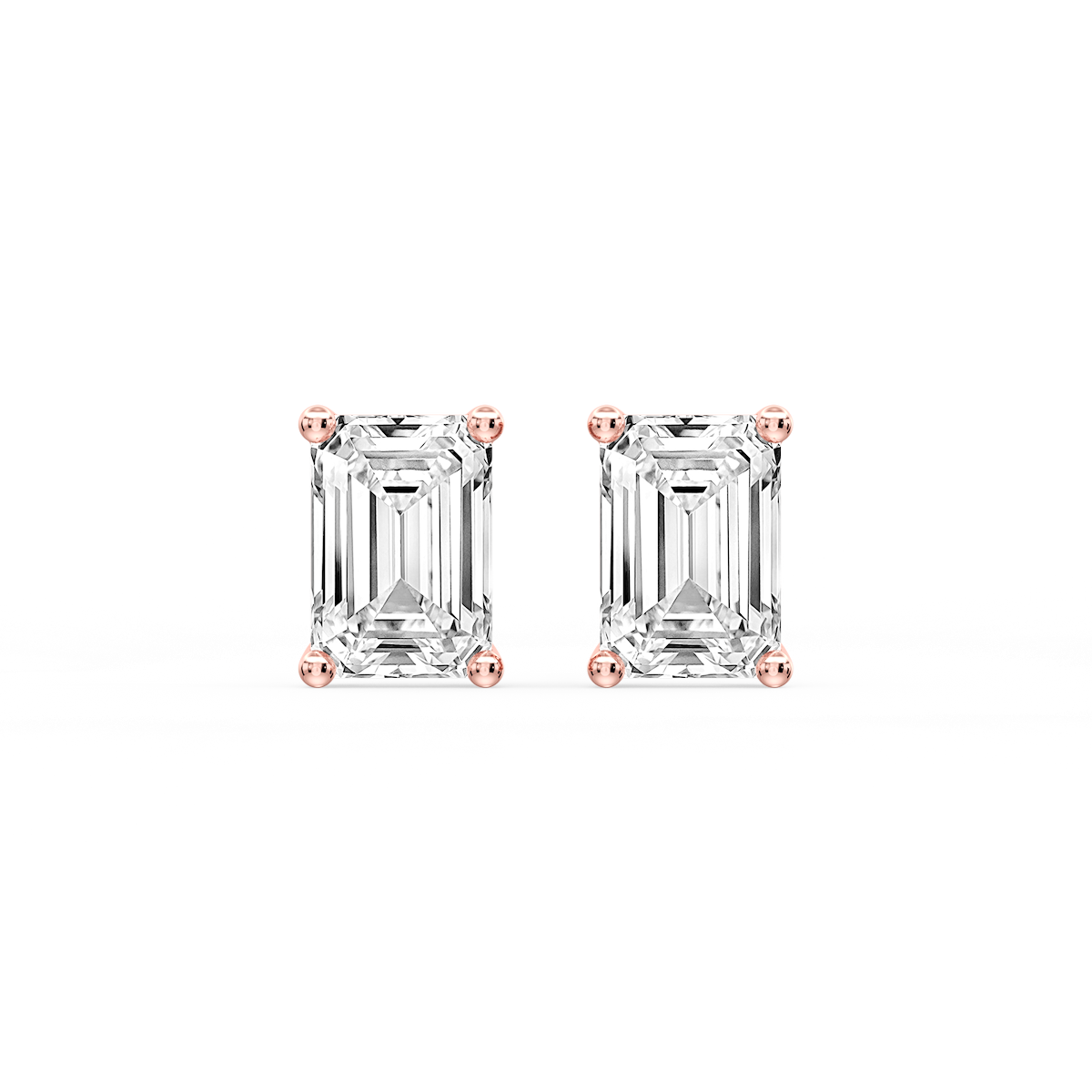 Emerald Certified Lab Grown Diamond Classic Four Prong Guardian Back Stud Earrings