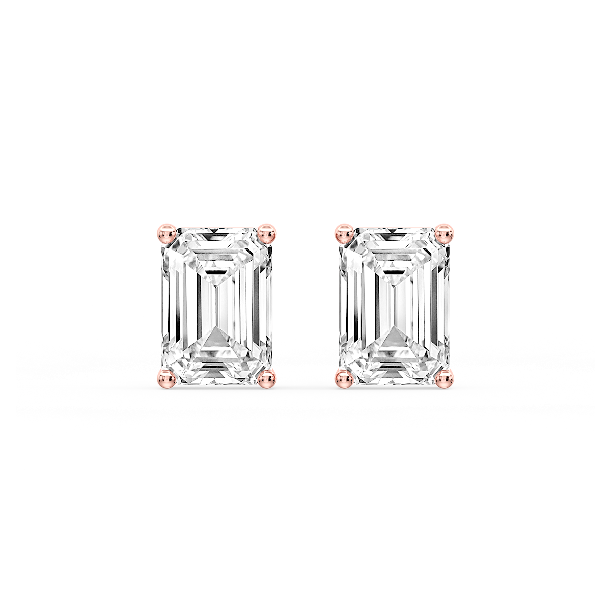 Emerald Certified Lab Grown Diamond Classic Four Prong Guardian Back Stud Earrings