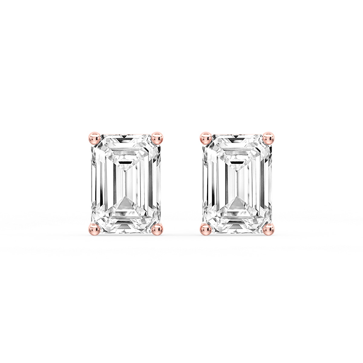 Emerald Certified Lab Grown Diamond Classic Four Prong Guardian Back Stud Earrings