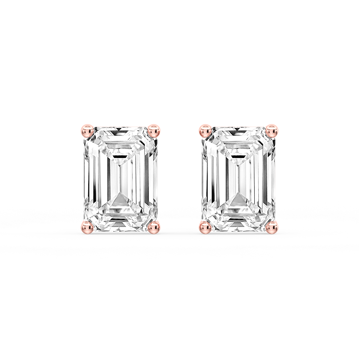 Emerald Certified Lab Grown Diamond Classic Four Prong Guardian Back Stud Earrings