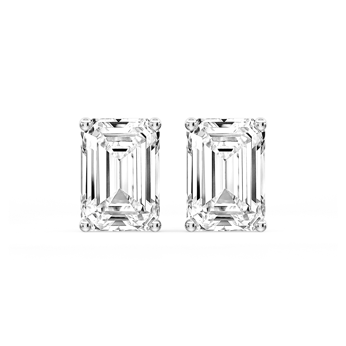 Emerald Certified Lab Grown Diamond Classic Four Prong Guardian Back Stud Earrings