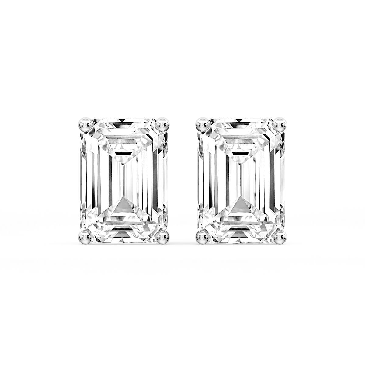 Emerald Certified Lab Grown Diamond Classic Four Prong Guardian Back Stud Earrings