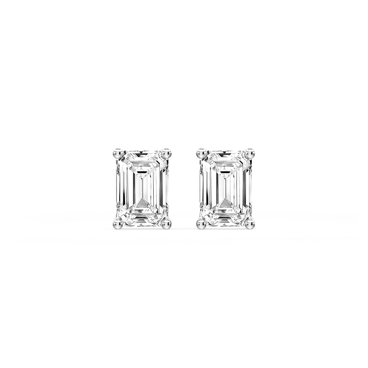 Emerald Certified Lab Grown Diamond Classic Four Prong Guardian Back Stud Earrings