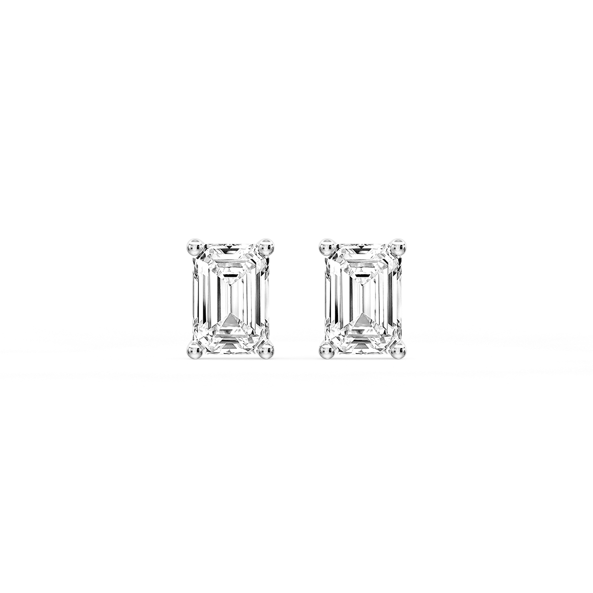 Emerald Certified Lab Grown Diamond Classic Four Prong Guardian Back Stud Earrings
