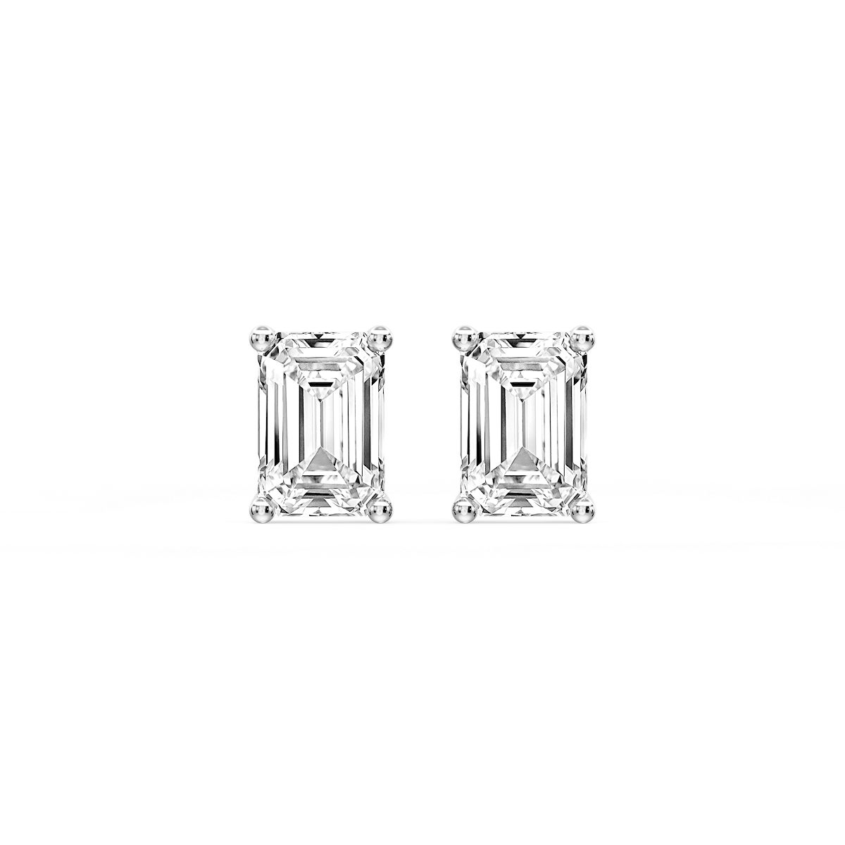 Emerald Certified Lab Grown Diamond Classic Four Prong Guardian Back Stud Earrings