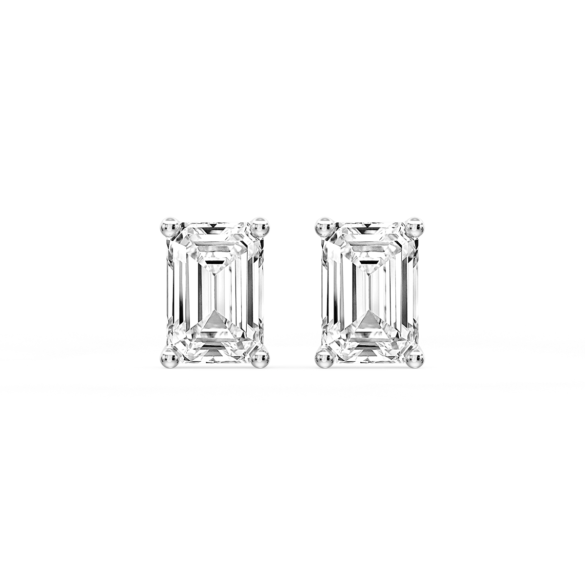 Emerald Certified Lab Grown Diamond Classic Four Prong Guardian Back Stud Earrings