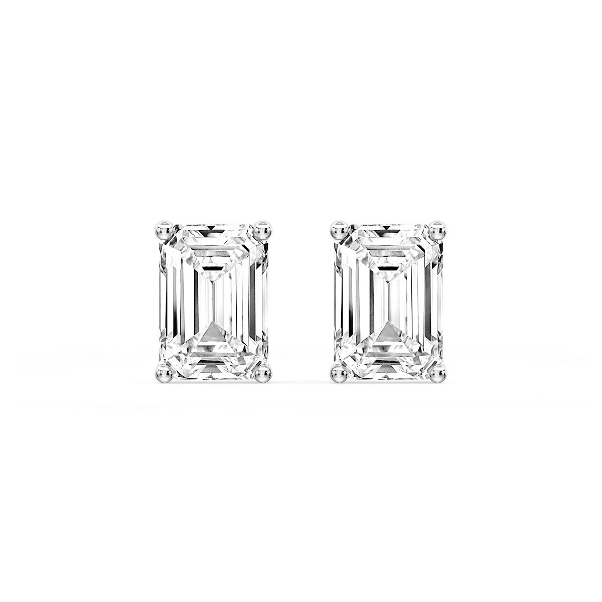 Emerald Certified Lab Grown Diamond Classic Four Prong Guardian Back Stud Earrings