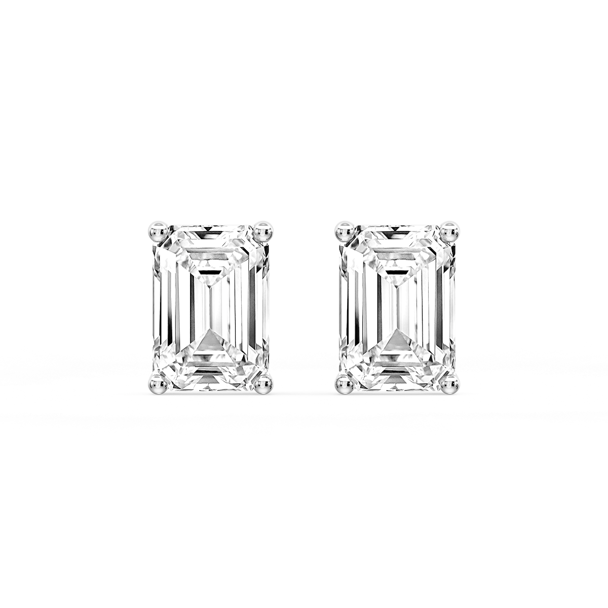 Emerald Certified Lab Grown Diamond Classic Four Prong Guardian Back Stud Earrings