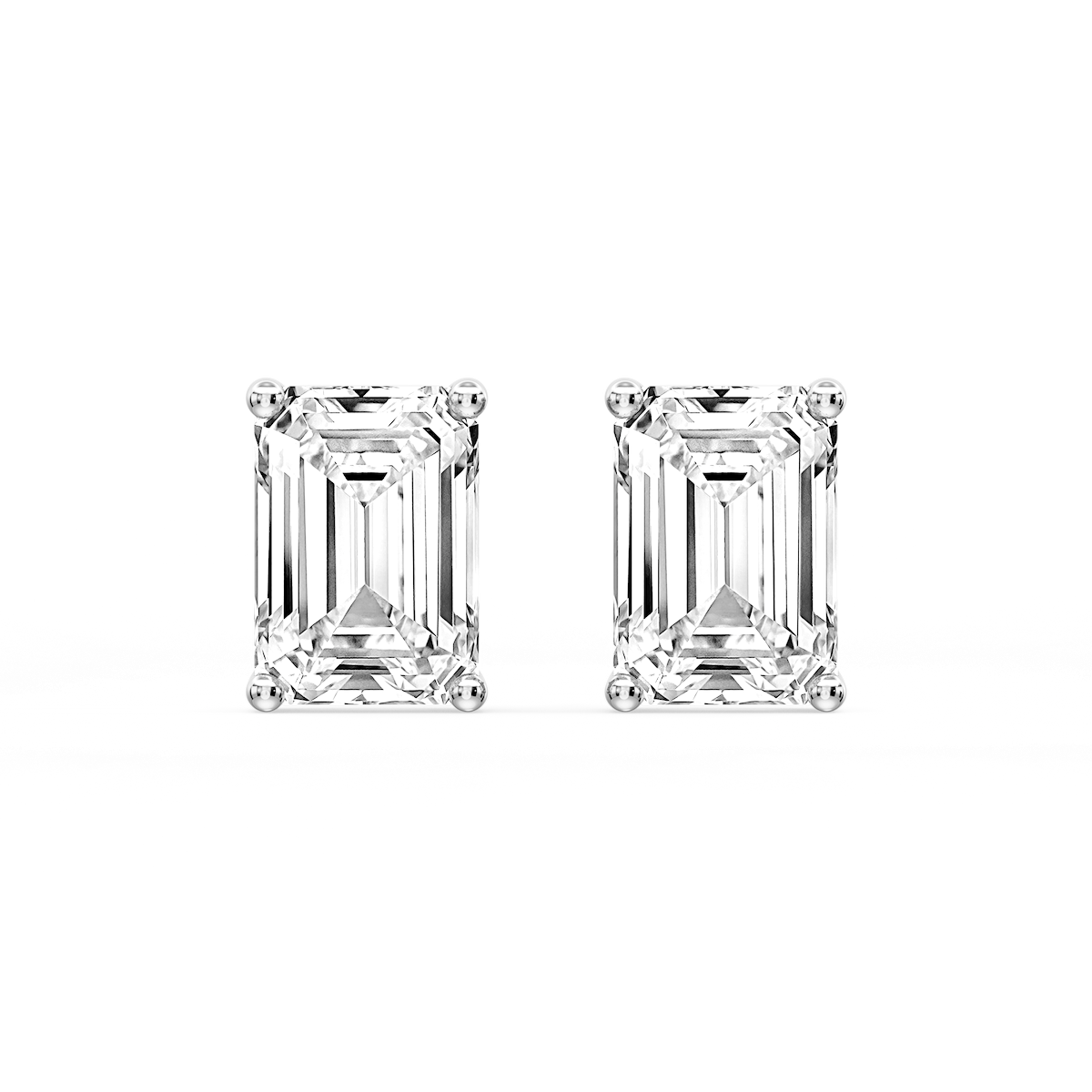 Emerald Certified Lab Grown Diamond Classic Four Prong Guardian Back Stud Earrings