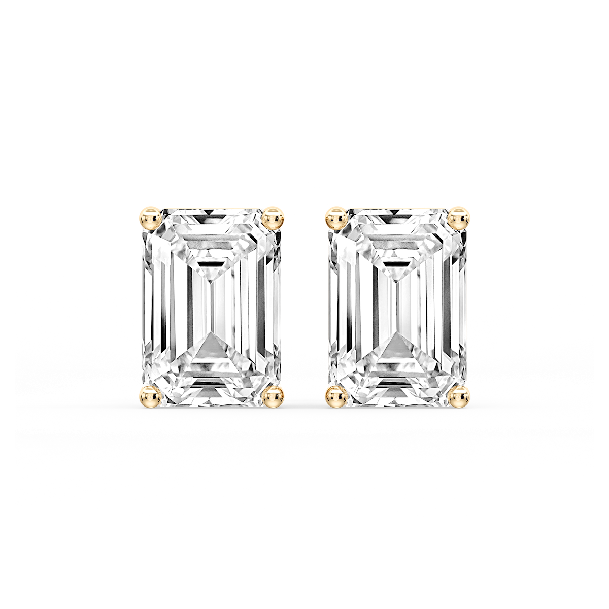 Emerald Certified Lab Grown Diamond Classic Four Prong Guardian Back Stud Earrings