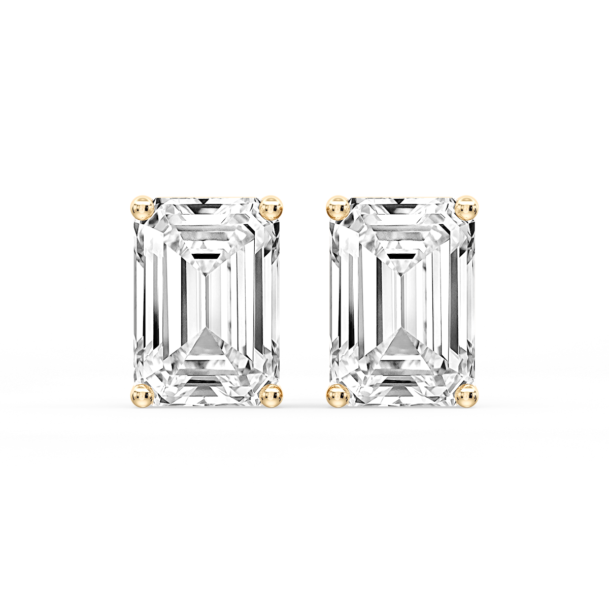 Emerald Certified Lab Grown Diamond Classic Four Prong Guardian Back Stud Earrings