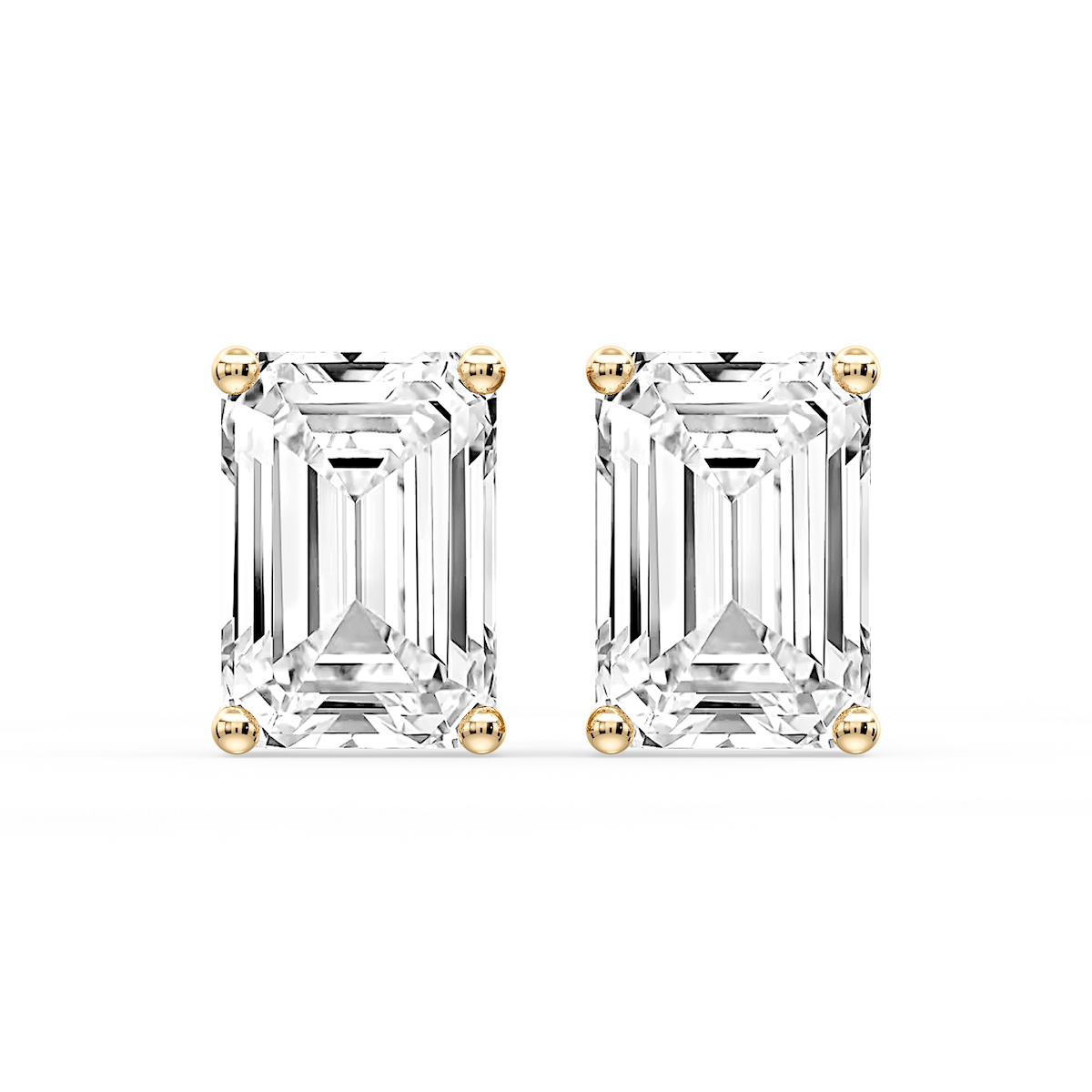 Emerald Certified Lab Grown Diamond Classic Four Prong Guardian Back Stud Earrings