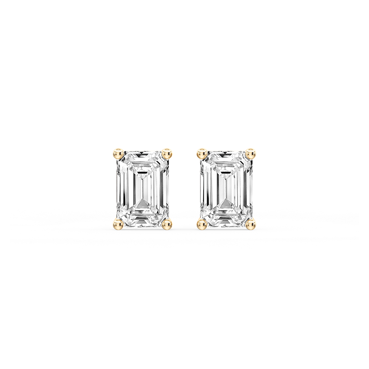 Emerald Certified Lab Grown Diamond Classic Four Prong Guardian Back Stud Earrings