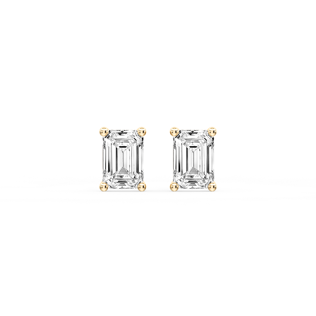 Emerald Certified Lab Grown Diamond Classic Four Prong Guardian Back Stud Earrings