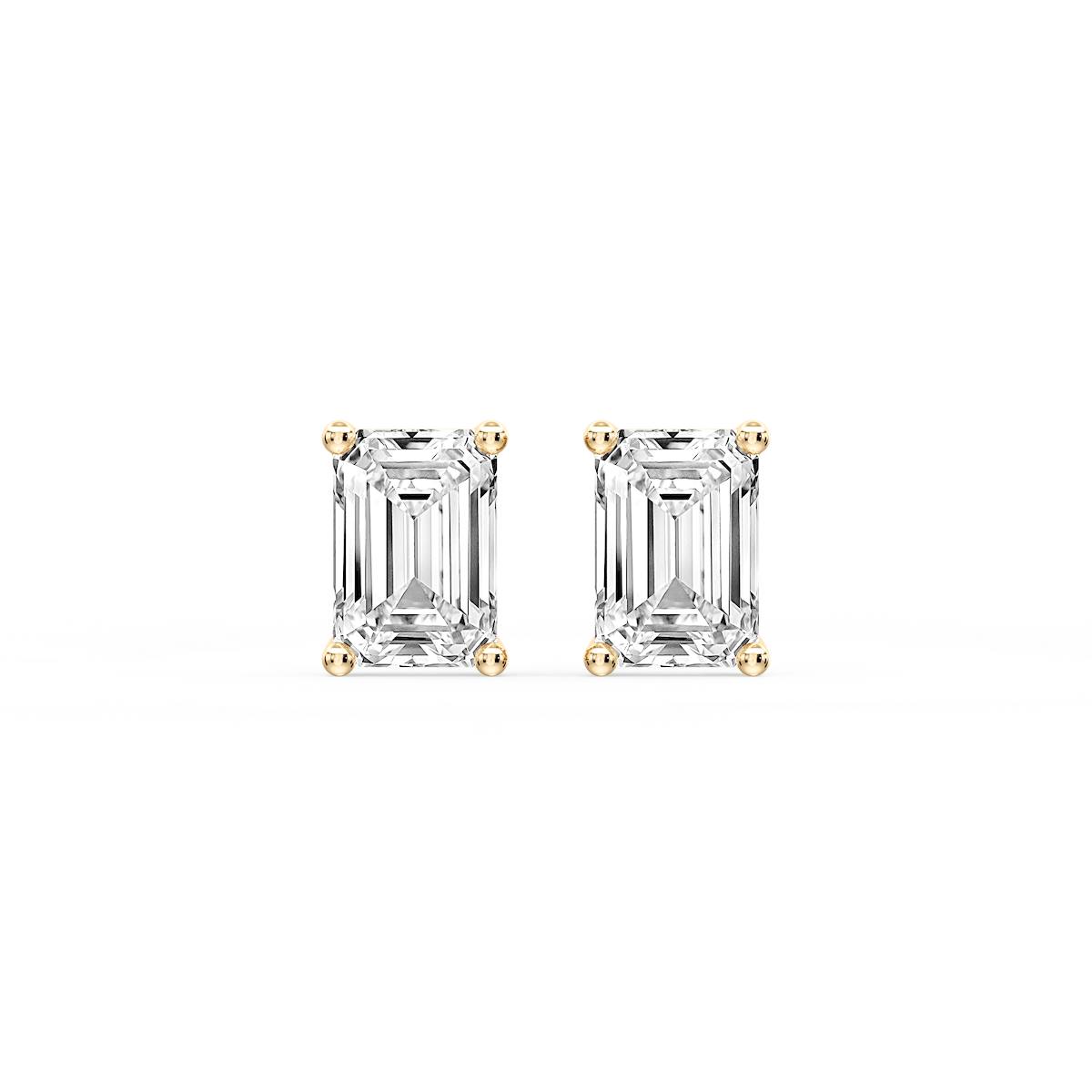 Emerald Certified Lab Grown Diamond Classic Four Prong Guardian Back Stud Earrings