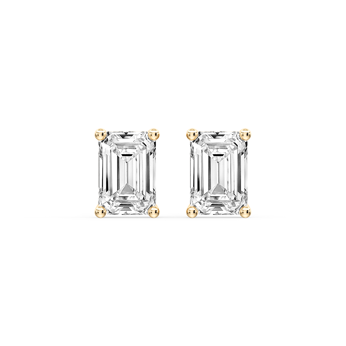 Emerald Certified Lab Grown Diamond Classic Four Prong Guardian Back Stud Earrings