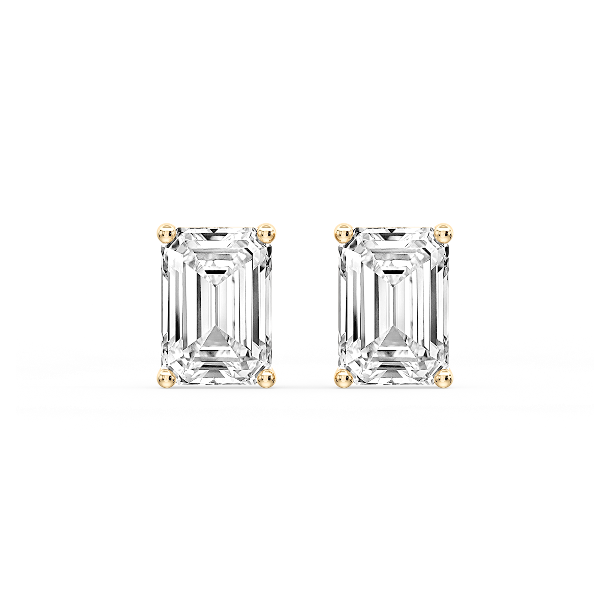 Emerald Certified Lab Grown Diamond Classic Four Prong Guardian Back Stud Earrings