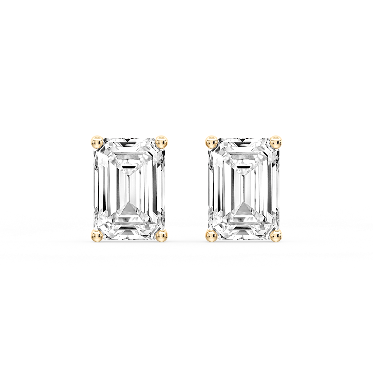 Emerald Certified Lab Grown Diamond Classic Four Prong Guardian Back Stud Earrings
