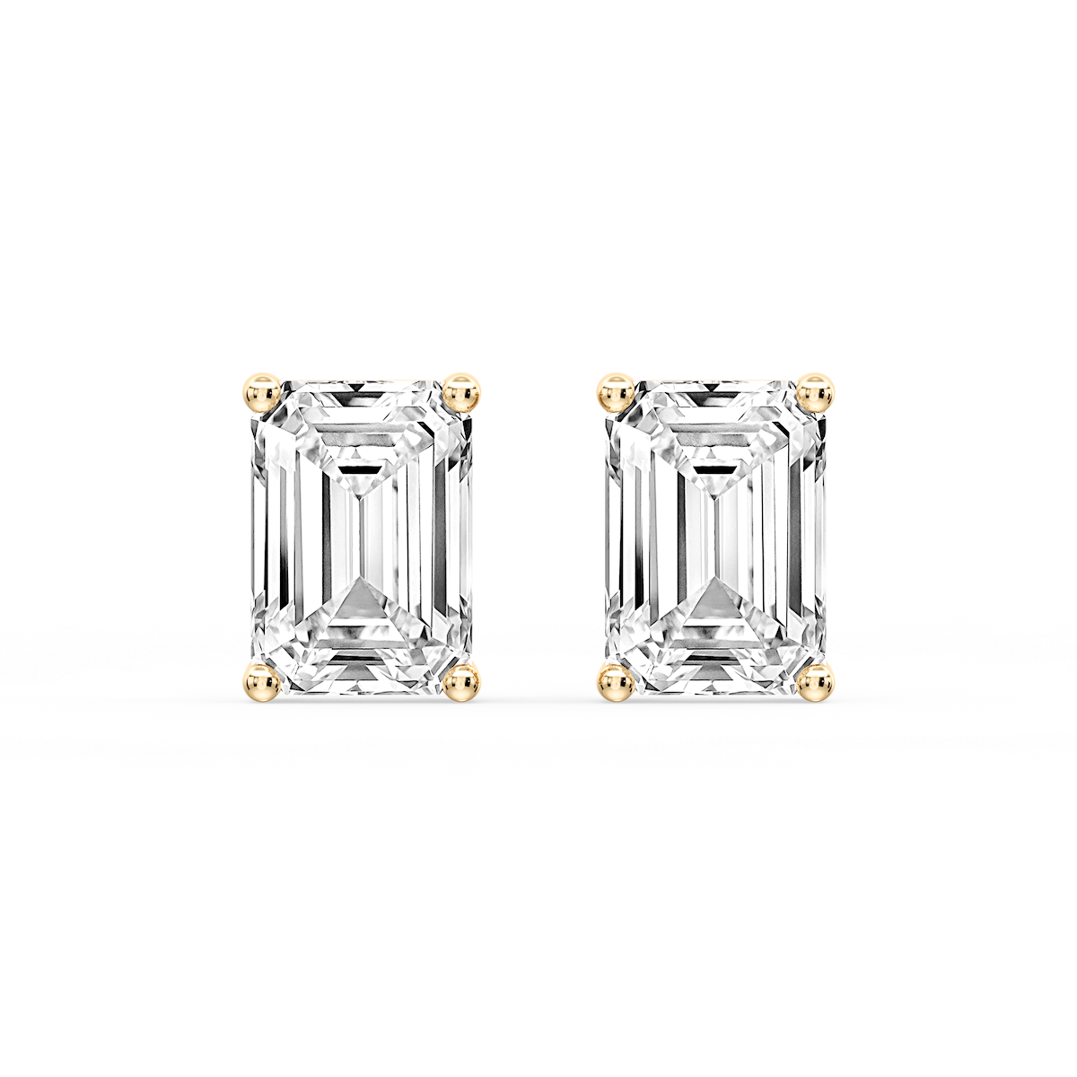 Emerald Certified Lab Grown Diamond Classic Four Prong Guardian Back Stud Earrings