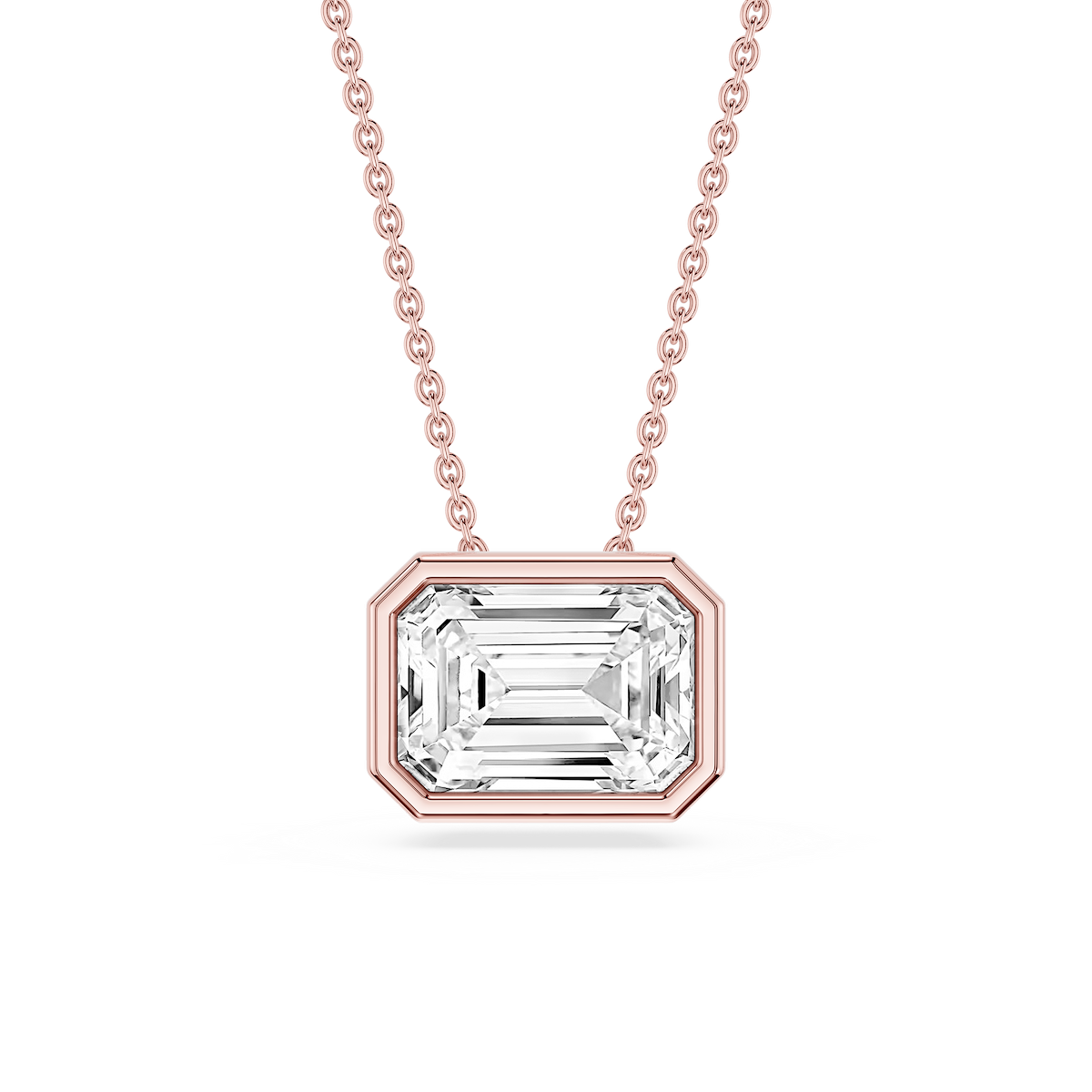 Emerald Lab Grown Diamond East West Solitaire Slide Pendant - 18 Inches