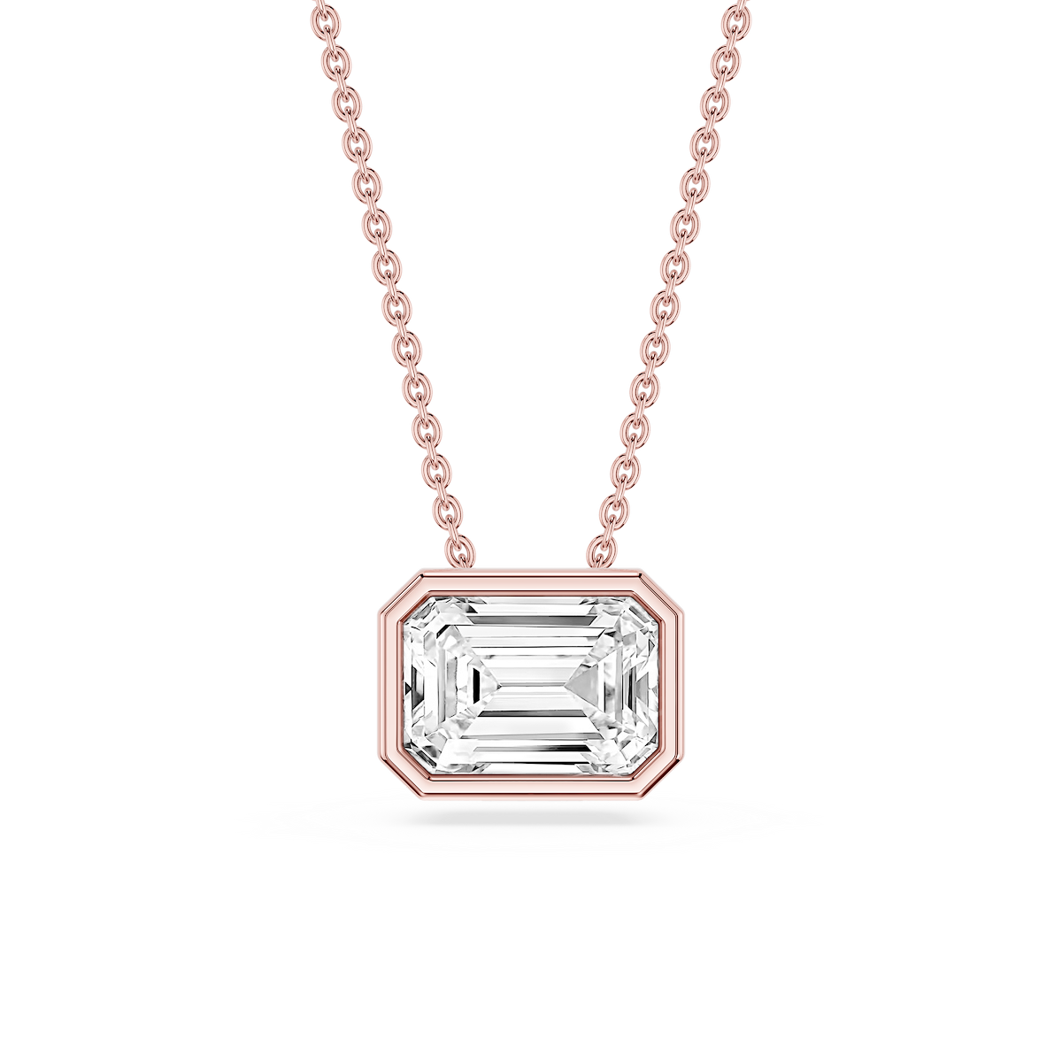 Emerald Lab Grown Diamond East West Solitaire Slide Pendant - 18 Inches