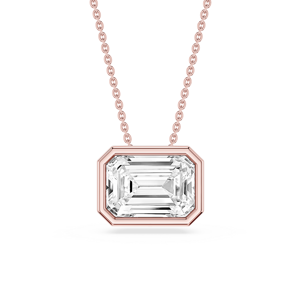 Emerald Lab Grown Diamond East West Solitaire Slide Pendant - 18 Inches