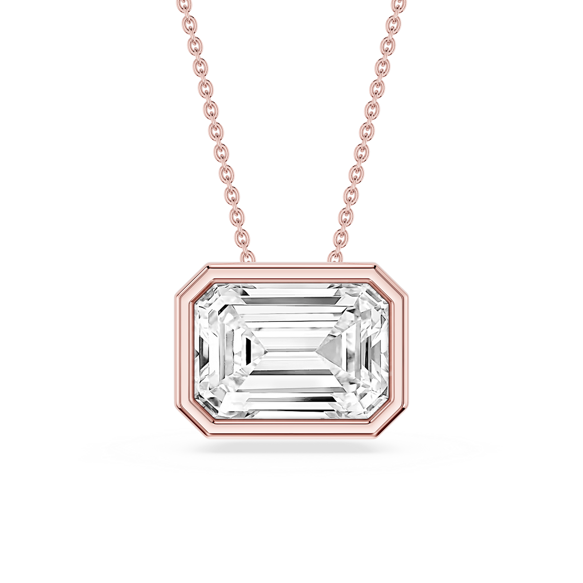 Emerald Lab Grown Diamond East West Solitaire Slide Pendant - 18 Inches