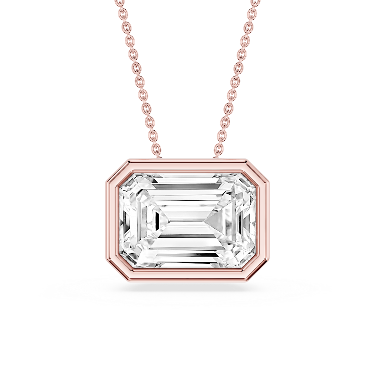 Emerald Lab Grown Diamond East West Solitaire Slide Pendant - 18 Inches
