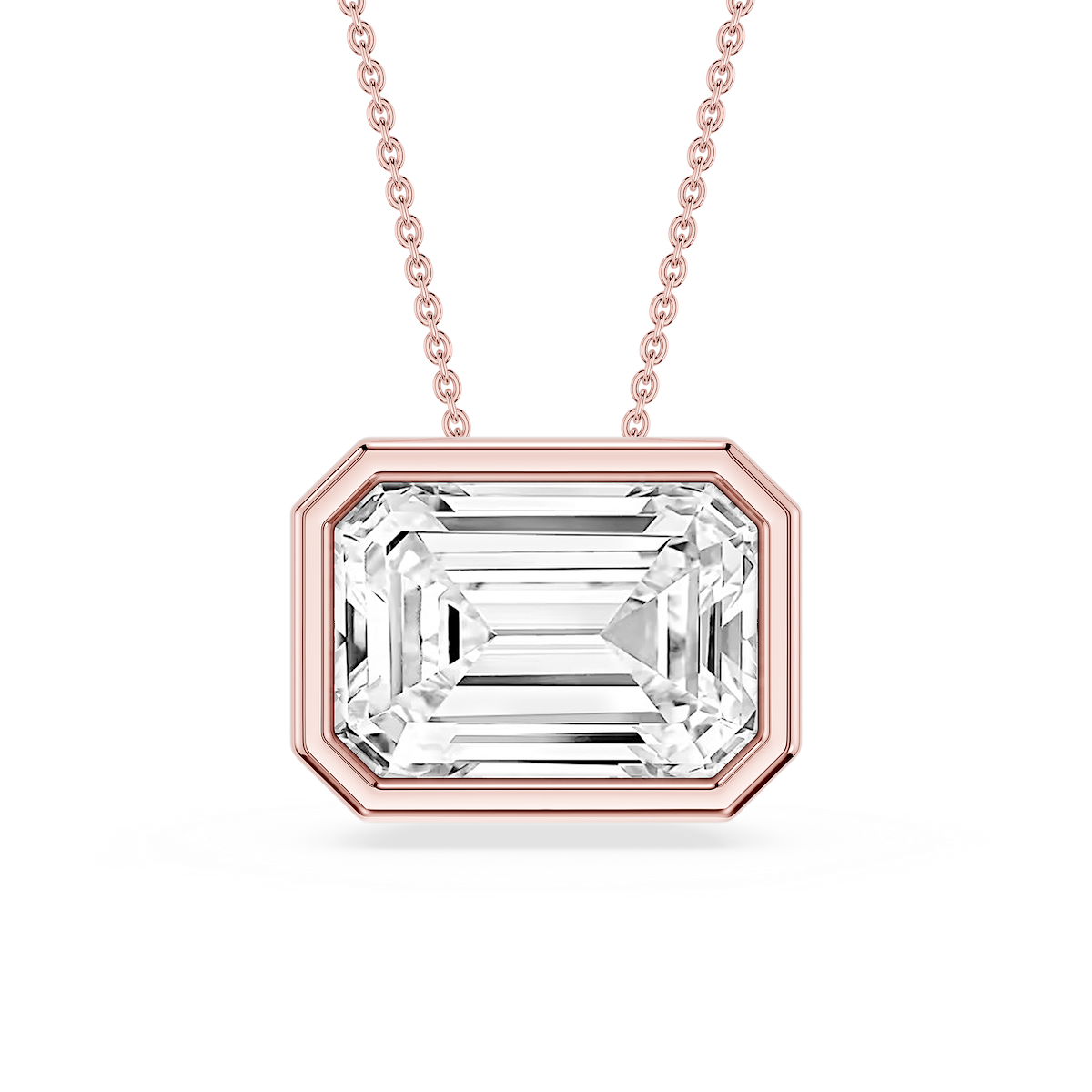 Emerald Lab Grown Diamond East West Solitaire Slide Pendant - 18 Inches