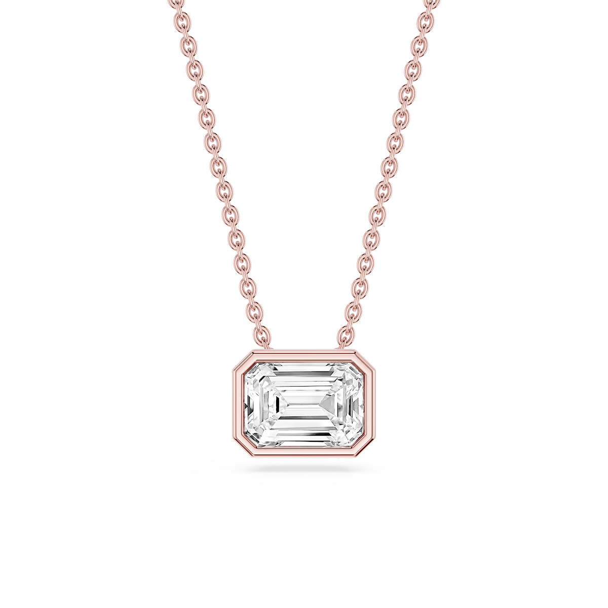 Emerald Lab Grown Diamond East West Solitaire Slide Pendant - 18 Inches