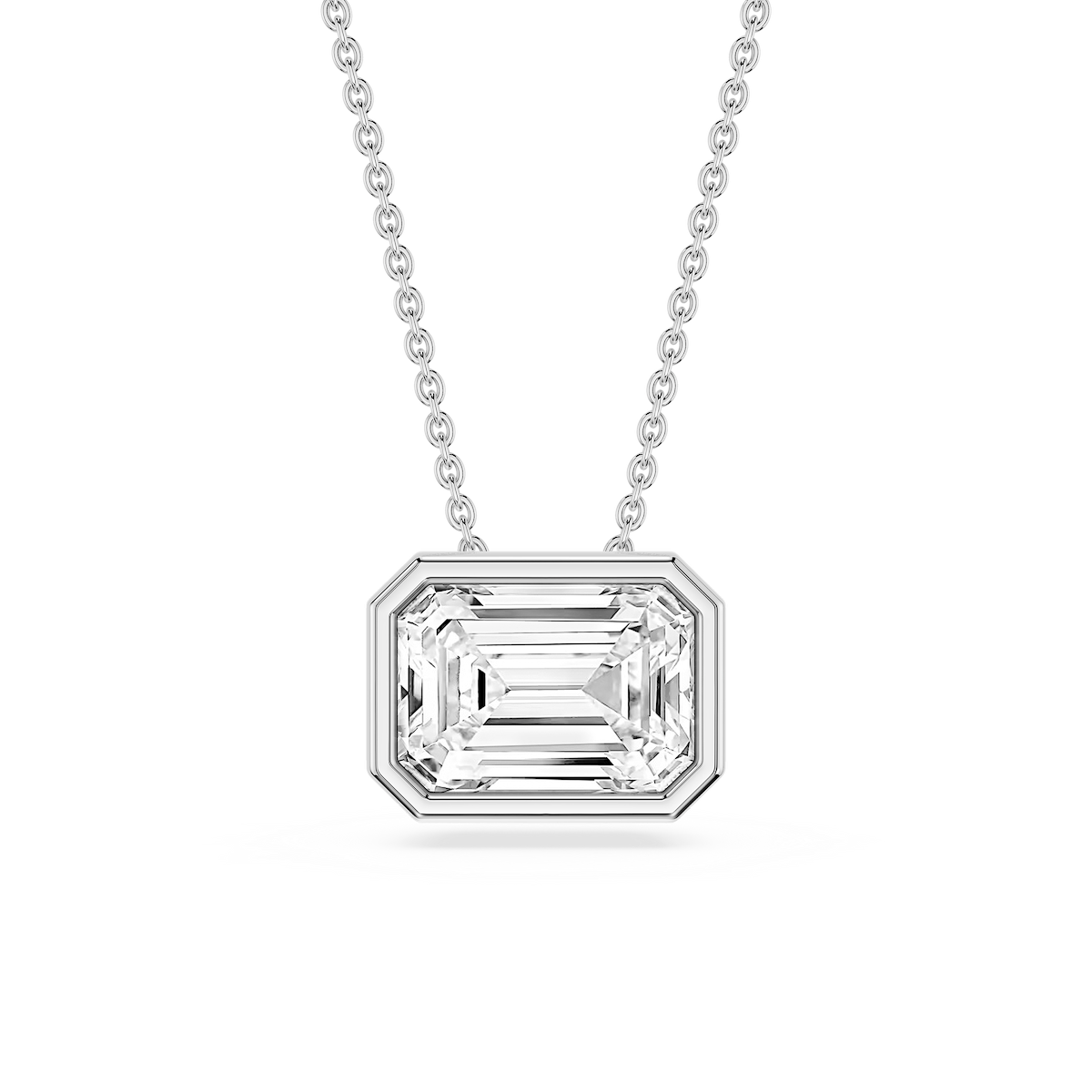 Emerald Lab Grown Diamond East West Solitaire Slide Pendant - 18 Inches