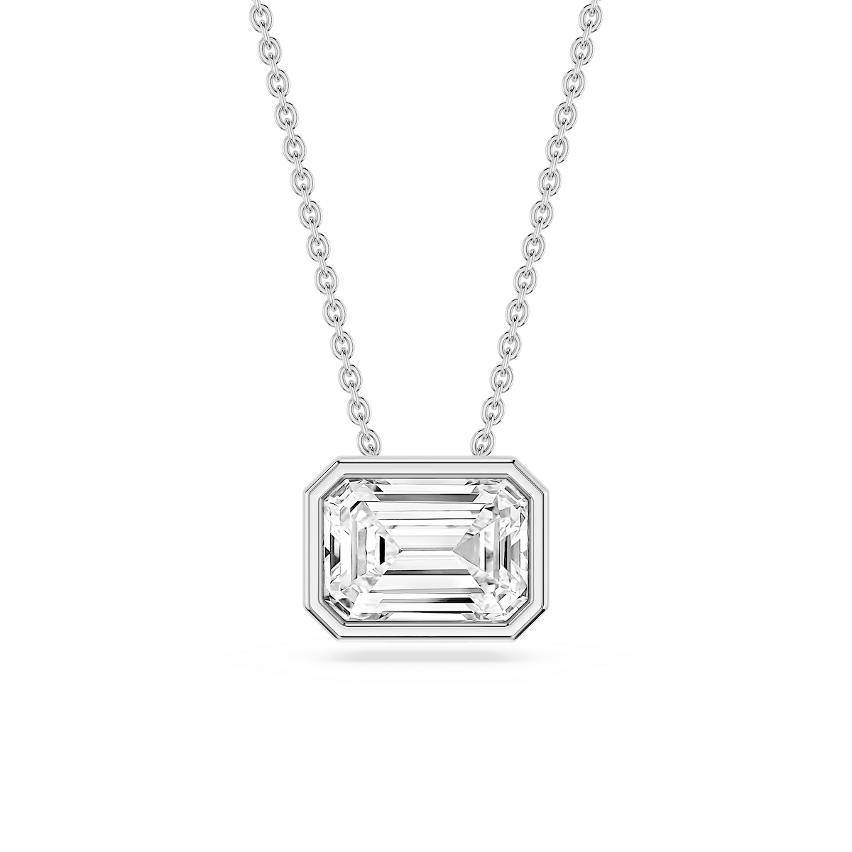 Emerald Lab Grown Diamond East West Solitaire Slide Pendant - 18 Inches