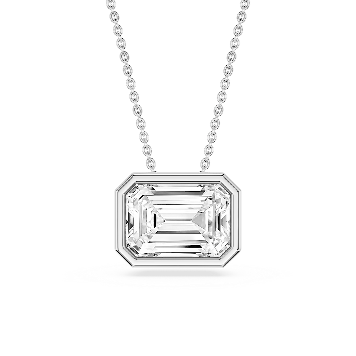 Emerald Lab Grown Diamond East West Solitaire Slide Pendant - 18 Inches