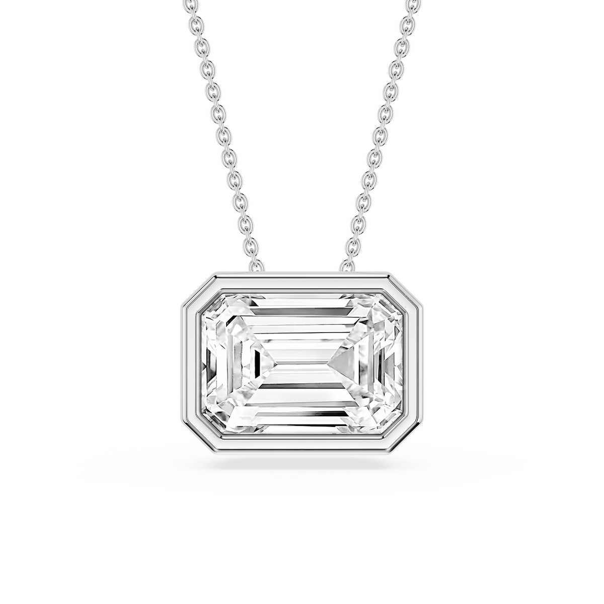 Emerald Lab Grown Diamond East West Solitaire Slide Pendant - 18 Inches