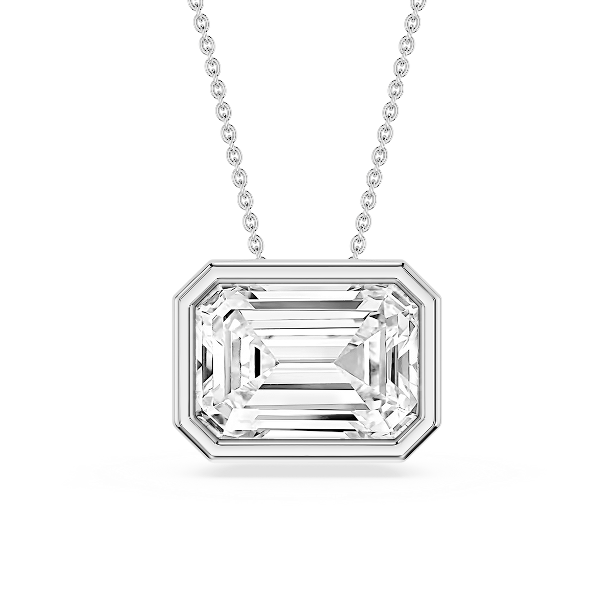 Emerald Lab Grown Diamond East West Solitaire Slide Pendant - 18 Inches