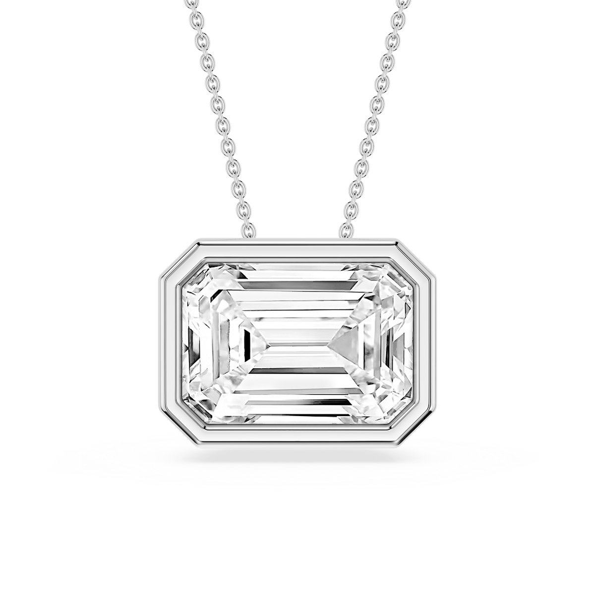 Emerald Lab Grown Diamond East West Solitaire Slide Pendant - 18 Inches