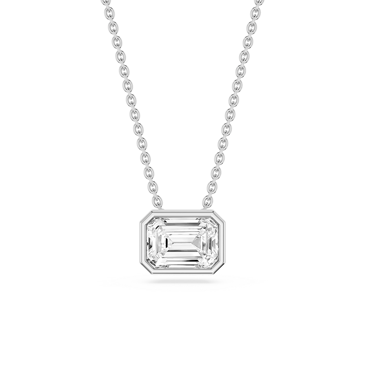 Emerald Lab Grown Diamond East West Solitaire Slide Pendant - 18 Inches