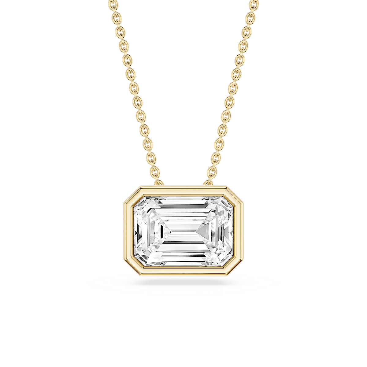 Emerald Lab Grown Diamond East West Solitaire Slide Pendant - 18 Inches