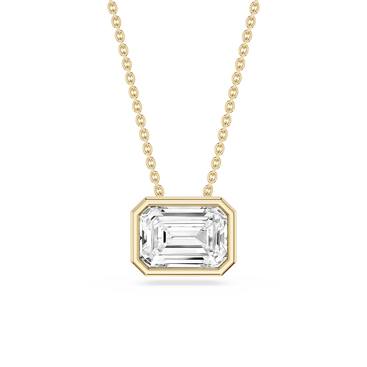 Emerald Lab Grown Diamond East West Solitaire Slide Pendant - 18 Inches
