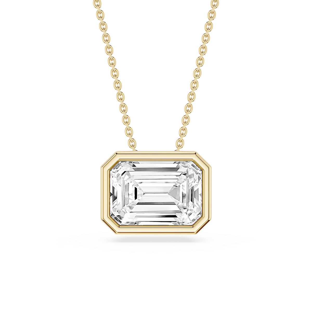 Emerald Lab Grown Diamond East West Solitaire Slide Pendant - 18 Inches