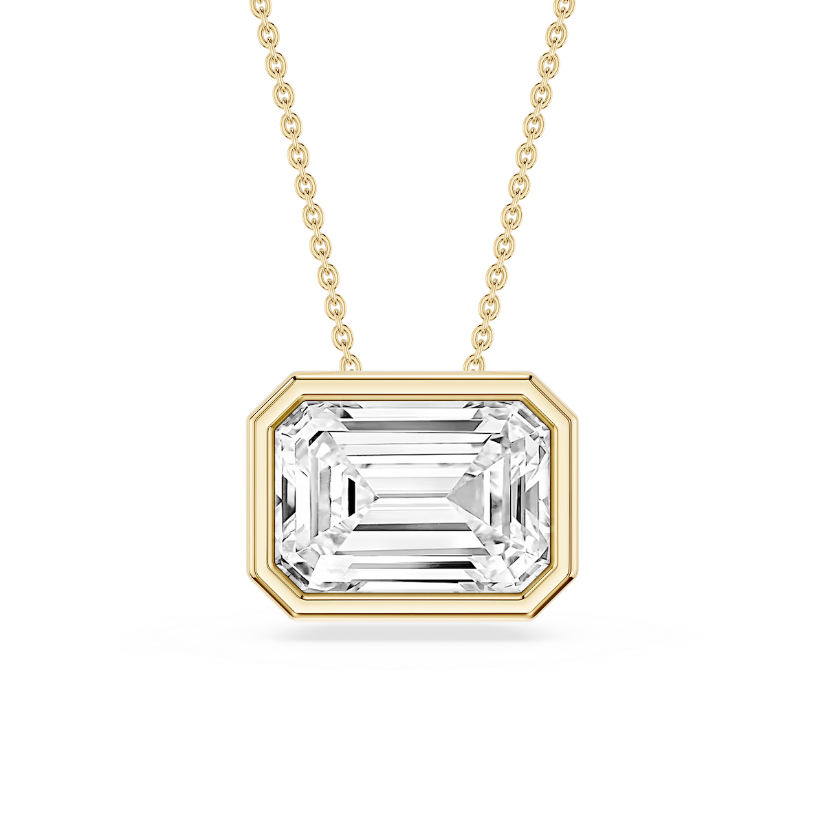 Emerald Lab Grown Diamond East West Solitaire Slide Pendant - 18 Inches