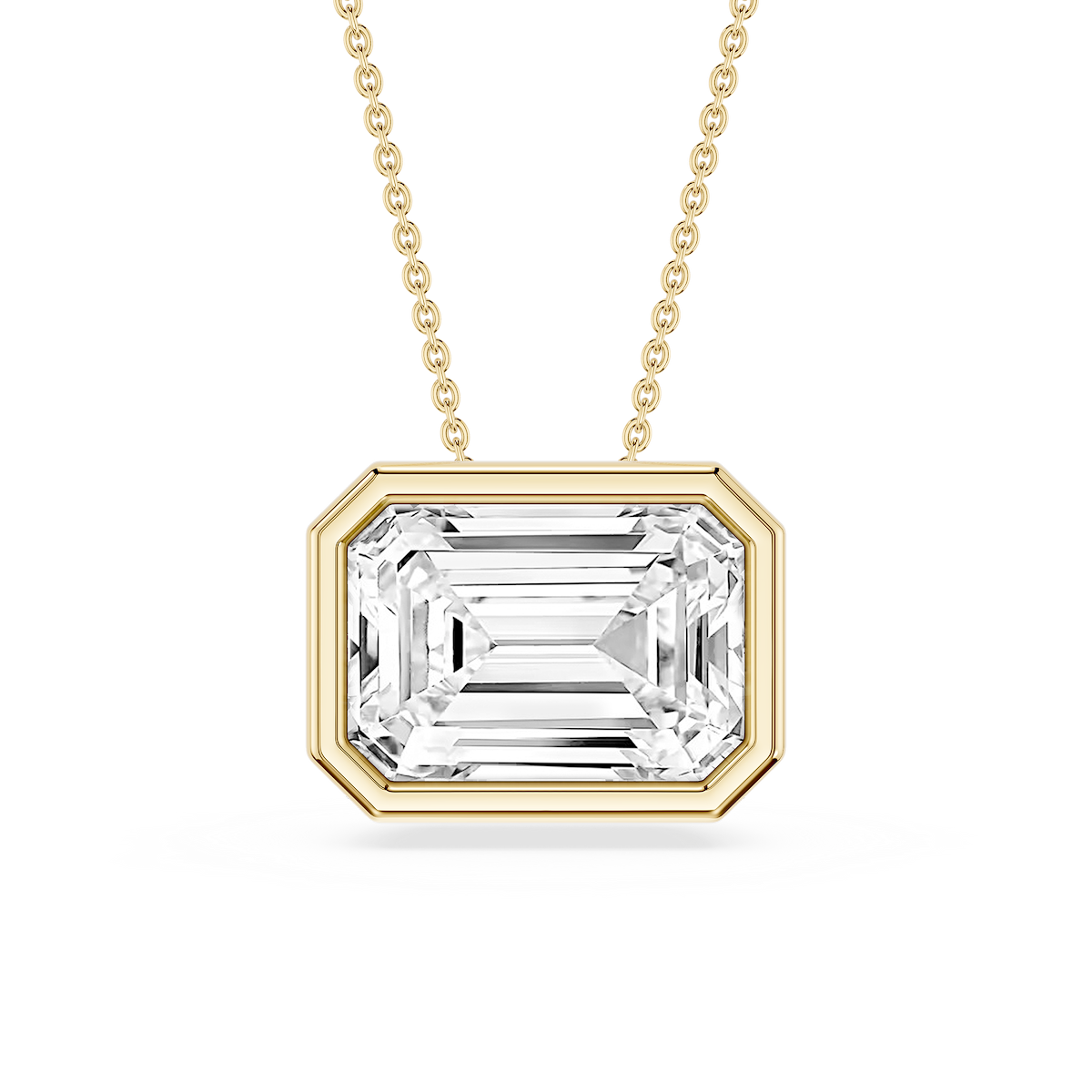 Emerald Lab Grown Diamond East West Solitaire Slide Pendant - 18 Inches