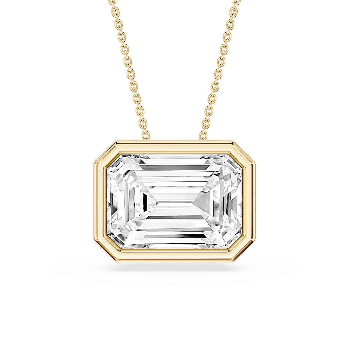 Emerald Lab Grown Diamond East West Solitaire Slide Pendant - 18 Inches