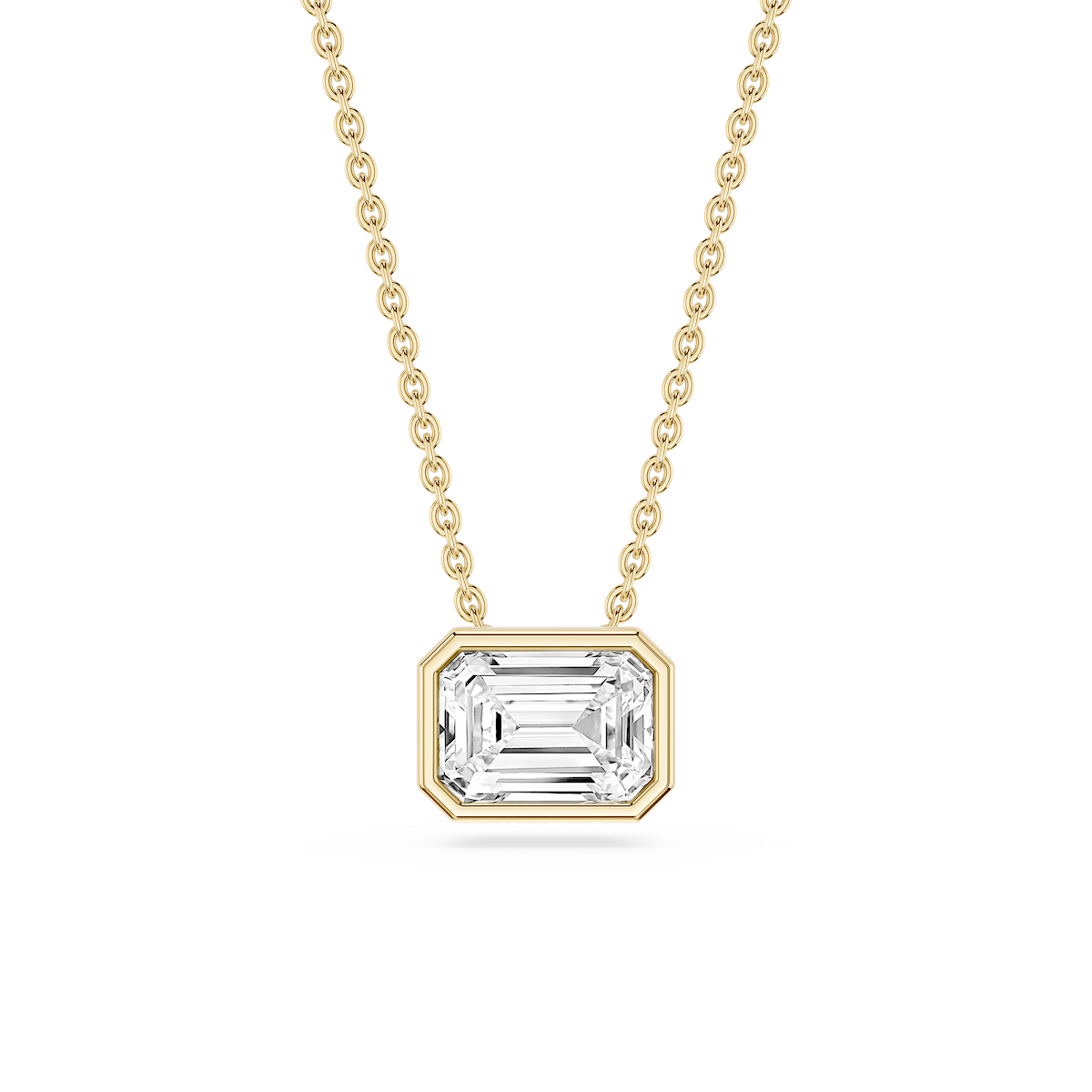 Emerald Lab Grown Diamond East West Solitaire Slide Pendant - 18 Inches