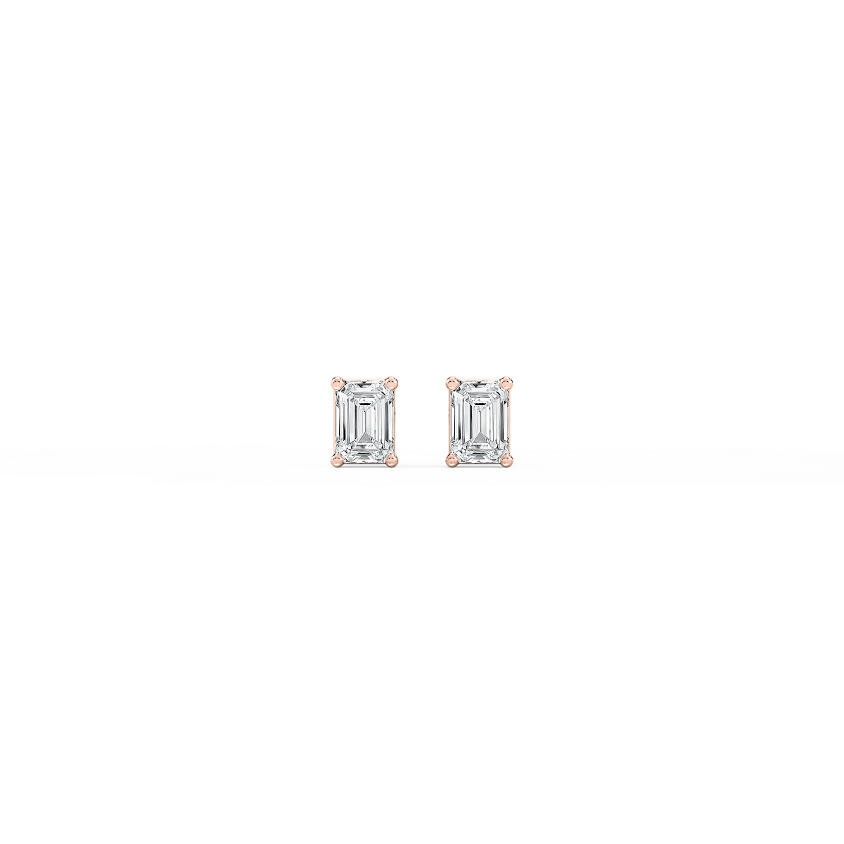 Emerald Lab Grown Diamond Classic Four Prong Basket Threaded Stud Earrings