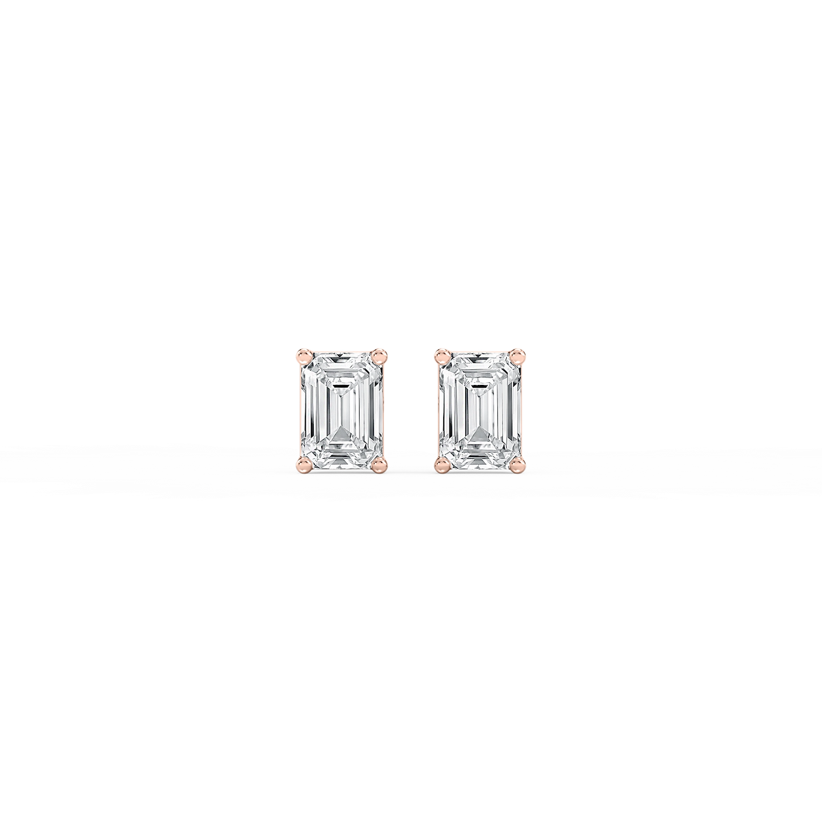 Emerald Lab Grown Diamond Classic Four Prong Basket Threaded Stud Earrings