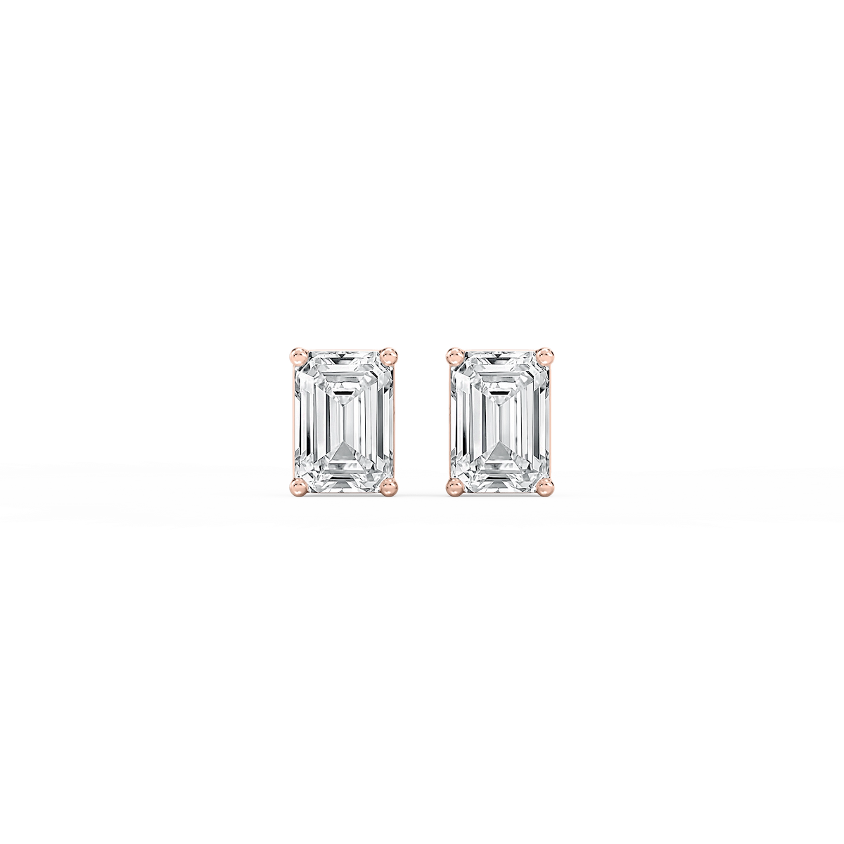 Emerald Lab Grown Diamond Classic Four Prong Basket Threaded Stud Earrings