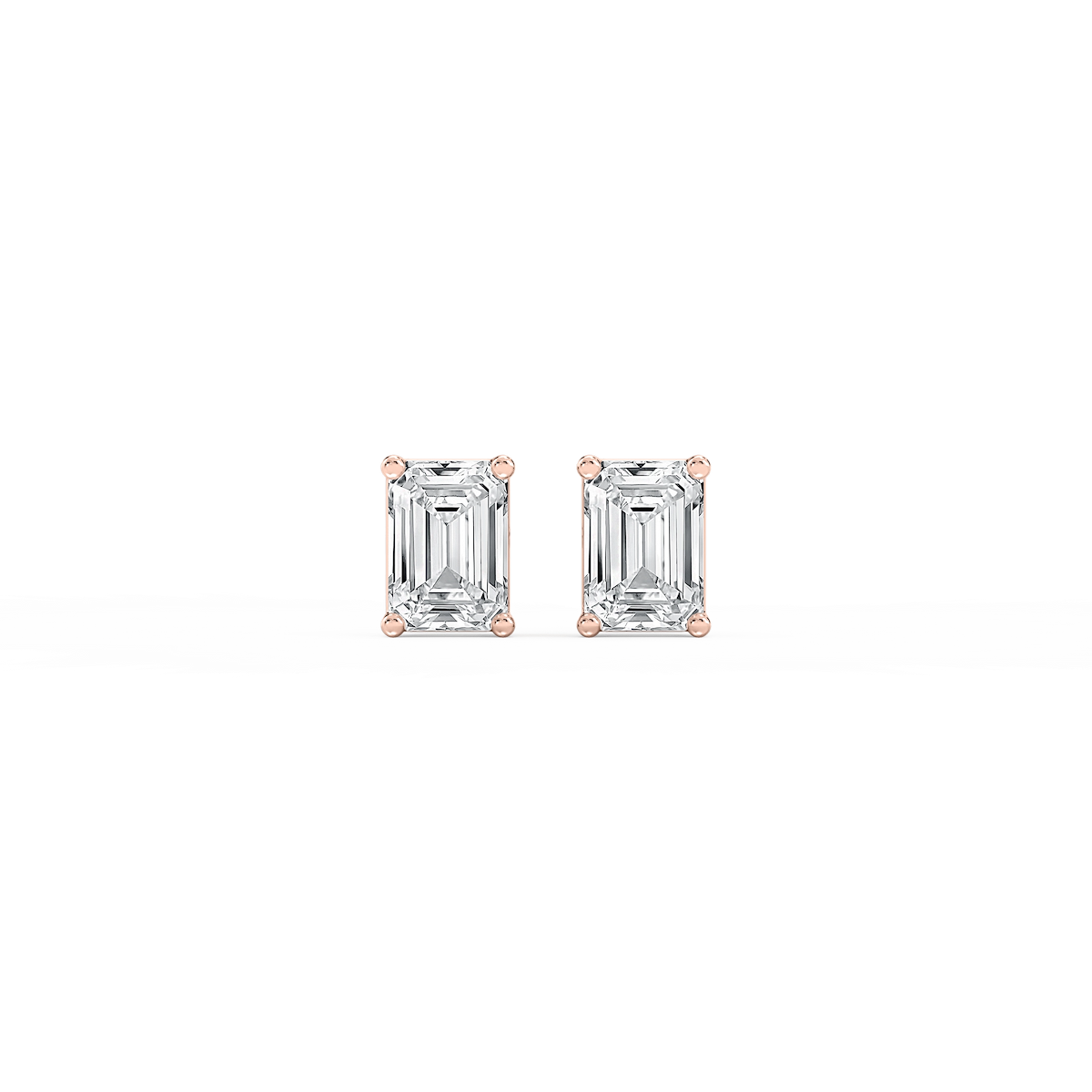 Emerald Lab Grown Diamond Classic Four Prong Basket Threaded Stud Earrings